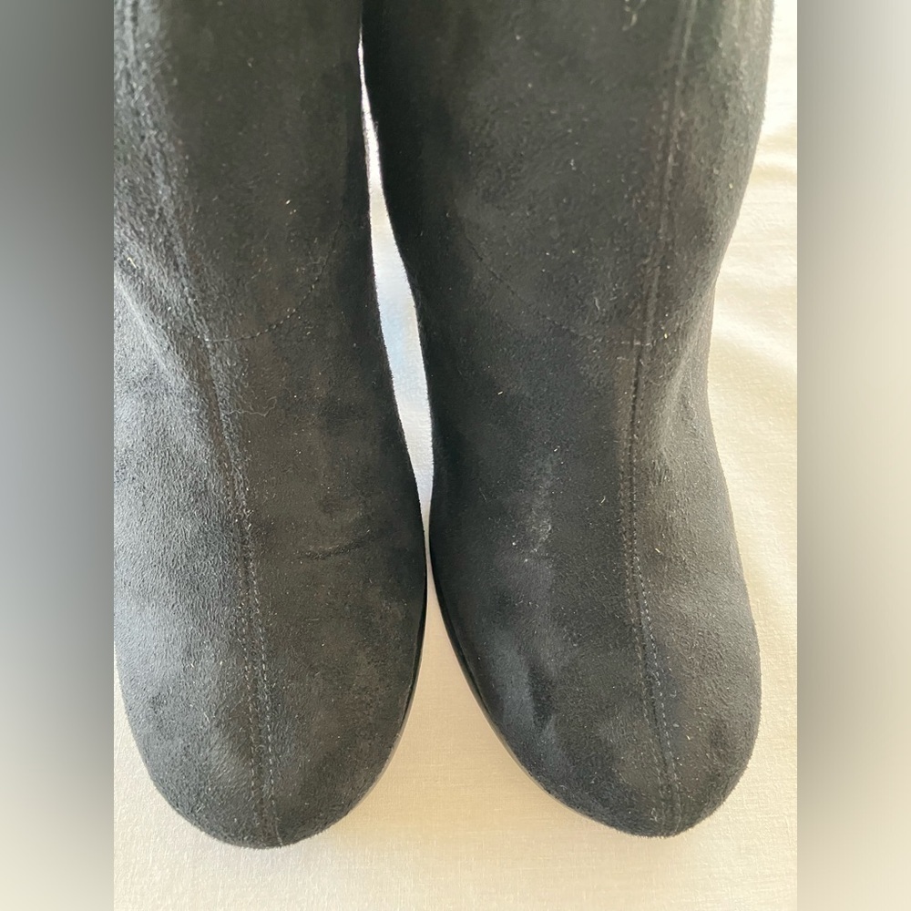 Donald J Pliner Shoe Boot Heel Stiletto Mid Calf Mottled Black Suede Black Sz 10 - Picture 9 of 17